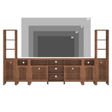 BVIUNTWO Farmhouse TV Stand for 100 inch TVs, Entertainment Center with Bookshelves, 6 Door Media Console with Adjustable Shelves, Storage Cabinet for Living Room Bedroom Home Theater, Rustic Brown BVIUNTWO