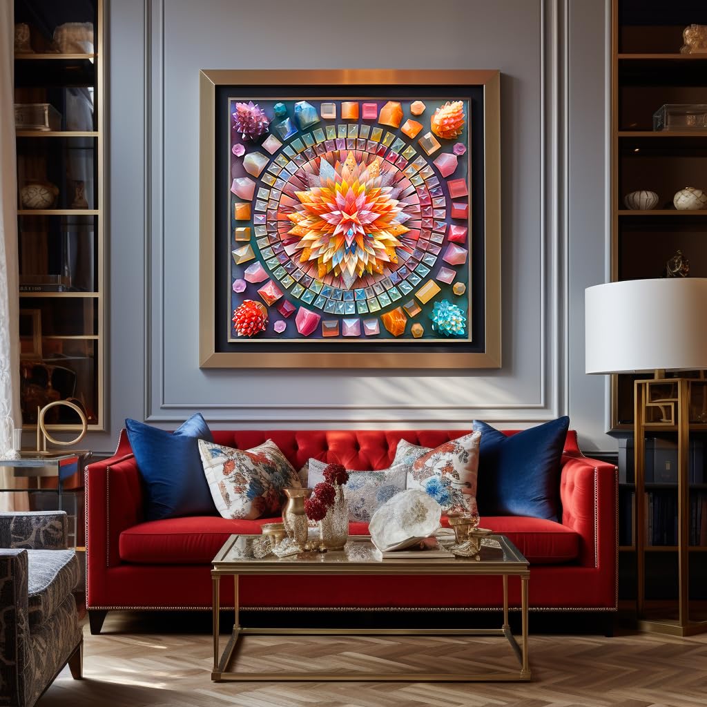 Crystal Mandala-Puzzles for Adults 1000 Pieces, Stunning Shining Colorful Crystal Mandala Puzzle, Impossible Puzzle Color Challenge Puzzle Bgraamiens