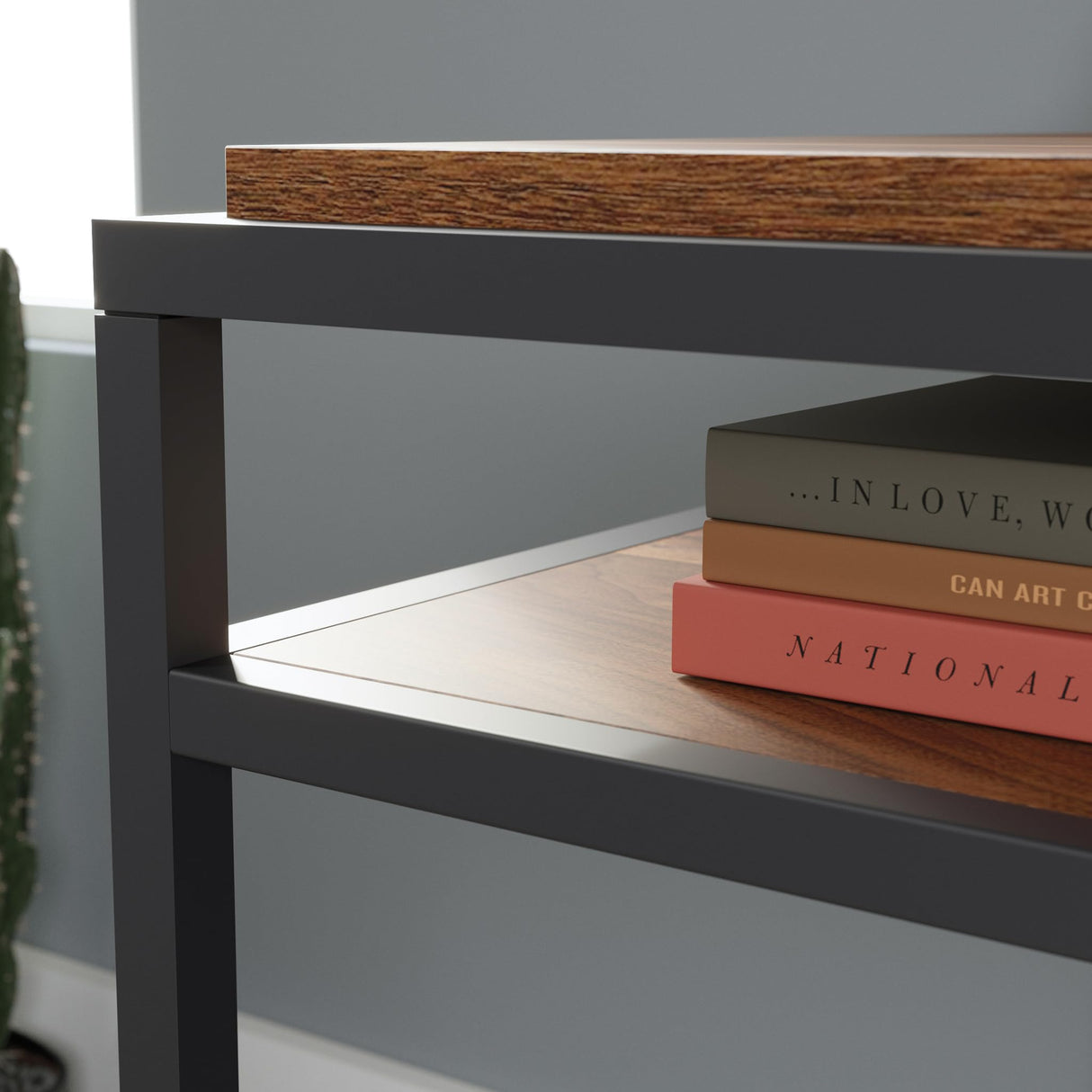 Sauder Nova Loft Writing Desk with Shelf, L: 48.98" x W: 24.96" x H: 29.53", Grand Walnut Sauder