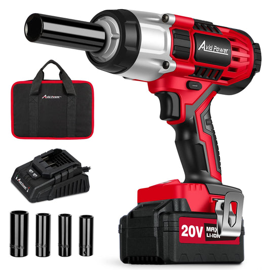 AVID POWER Cordless Impact Wrench, 1/2 Impact Gun w/Max Torque 330 ft lbs (450N.m), Power Impact Wrenches w/ 3.0A Li-ion Battery, 1 Hour Fast Charger - WoodArtSupply