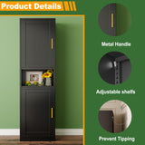 Ckzbx 70.87" H Metal Narrow Pantry Storage Cabinet Tall Steel Bathroom Cabinet,4 Adjustable Shelves for Kitchen, Home Office, Living Room, Dinning Room (Black) Ckzbx