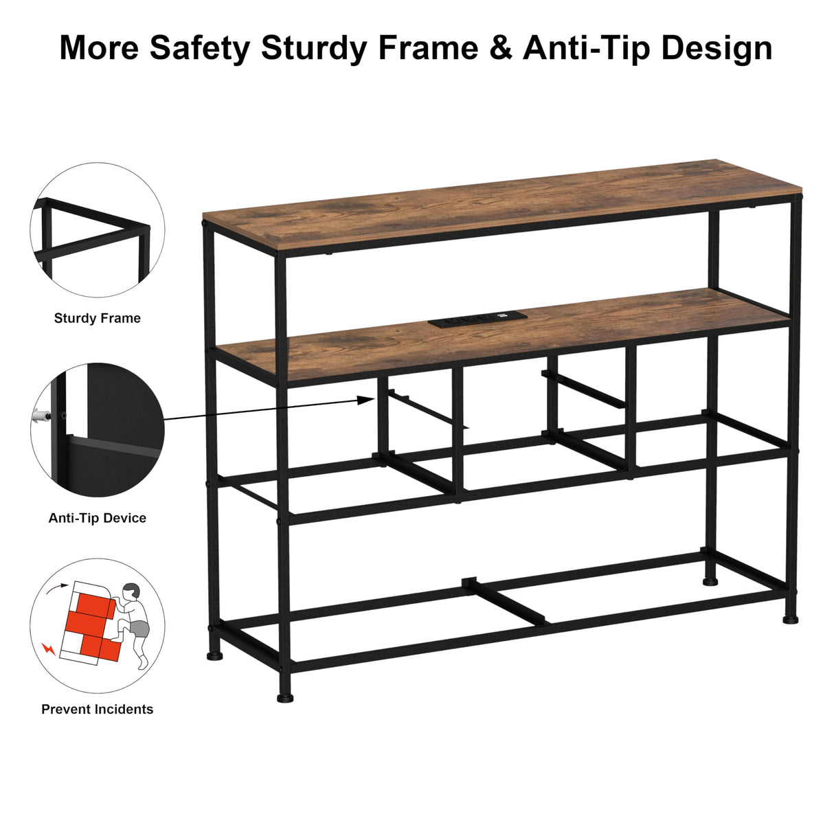 Tohomeor TV Stand with Power Oulet Dresser with Charging Station & LED Light Dresser with 6 Fabric Drawers for Living Room Storage Chest of Drawers Retro Dresser with Open Shelf Wooden Top Tohomeor