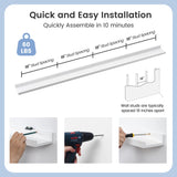 FLYJOE 72'' Solid Pine Wood Floating Picture Ledge Shelf Set of 2 in White for Kids' Room and Home Decor FLYJOE