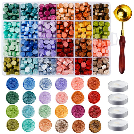 Metallic Assorted Color Seal Beads - 24 Colors for Making Wax Seals, Decor for Envelope, Letter, Wedding Invitation and Sealing Wine Bottle MEDIEVAL