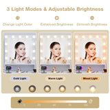 Alaxgumrol Makeup Vanity with Lights & Mirror, Vanity Desk with Power Outlet, White Vanity Set with 2 Drawers, Dressing Table with Adjustable 3 Lighting Color (White, Right Drawer) Alaxgumrol