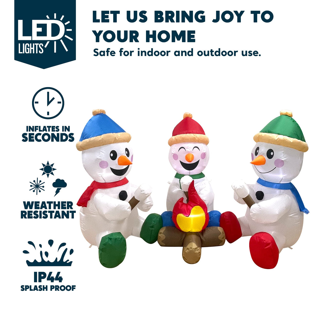Joiedomi 6 FT Long Christmas Inflatable Snowman with Campfire, 3 Pack Small Snowman with Built-in LEDs Christmas Blow Up Yard Decoration with Light for Xmas Party Outdoor, Garden, Lawn Winter Decor Joiedomi