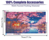 pchmcu Large Diamond Art Kits for Adults - 5D Sakura Diamond Painting Kits for Adults,DIY Full Drill Crystal Rhinestone Arts and Crafts,Picture Paint with Diamond Home Wall Decor 27.5 X 15.7inch pchmcu