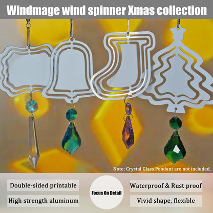 WindMage 16 Pack 3inch 4inch Sublimation Wind Spinner Blanks 3D Aluminum Metal Wind Sculpture Kinetic Spinners for Yard and Garden Indoor Art Sublimation Christmas Ornament Hanging Decoration