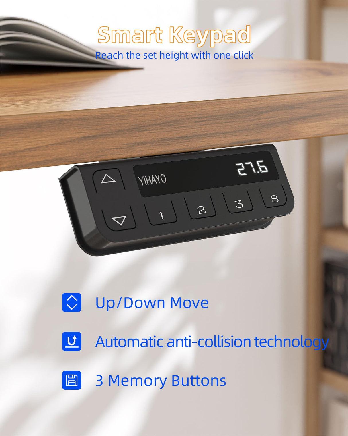 YIHAYO Adjustable Standing Desk, Electric Desk, 48 x 24 Inches Stand Up Desk with Splice Board, Adjustable Height Desk, Computer Desk for Home Office, Black Frame/Rustic Brown Top YIHAYO