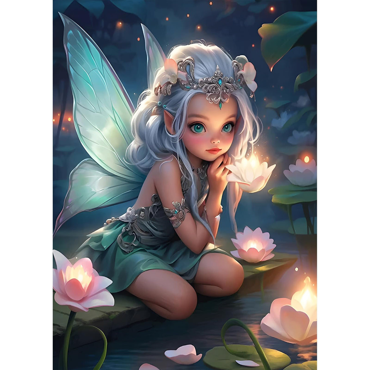 DPHERO DIY Fairy Diamond Painting Kits for Adults,5D Cartoon Diamond Art Kits for Beginners,Round Full Drill Flowers Diamond Painting Art,DIY Painting by Numbers Diamond Art Painting 12x16 inch DPHERO