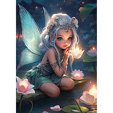 DPHERO DIY Fairy Diamond Painting Kits for Adults,5D Cartoon Diamond Art Kits for Beginners,Round Full Drill Flowers Diamond Painting Art,DIY Painting by Numbers Diamond Art Painting 12x16 inch DPHERO