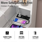 PAKASEPT Vanity Set with Lighted Mirror, 43'' Makeup Vanity with Charging Station, Vanity Desk with 9PCS LED Bulb, Storage Shelves, 7 Drawers for Bedroom(No Stool) PAKASEPT