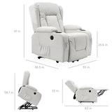 Best Choice Products Modern Linen Electric Power Lift Chair, Recliner Massage Chair, Adjustable Furniture for Back, Legs w/ 3 Positions, USB Port, Heat, Cupholders, Easy-to-Reach Button - Ivory Best Choice Products