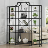 Auromie Triple Wide 5-Tier Bookshelf, 70.87" L x 79.13" H Extra Large Bookcase, Tall Open Etagere Display Shelf with Metal Frame, Freestanding Modern Storage Shelves for Home Office (Black) Auromie