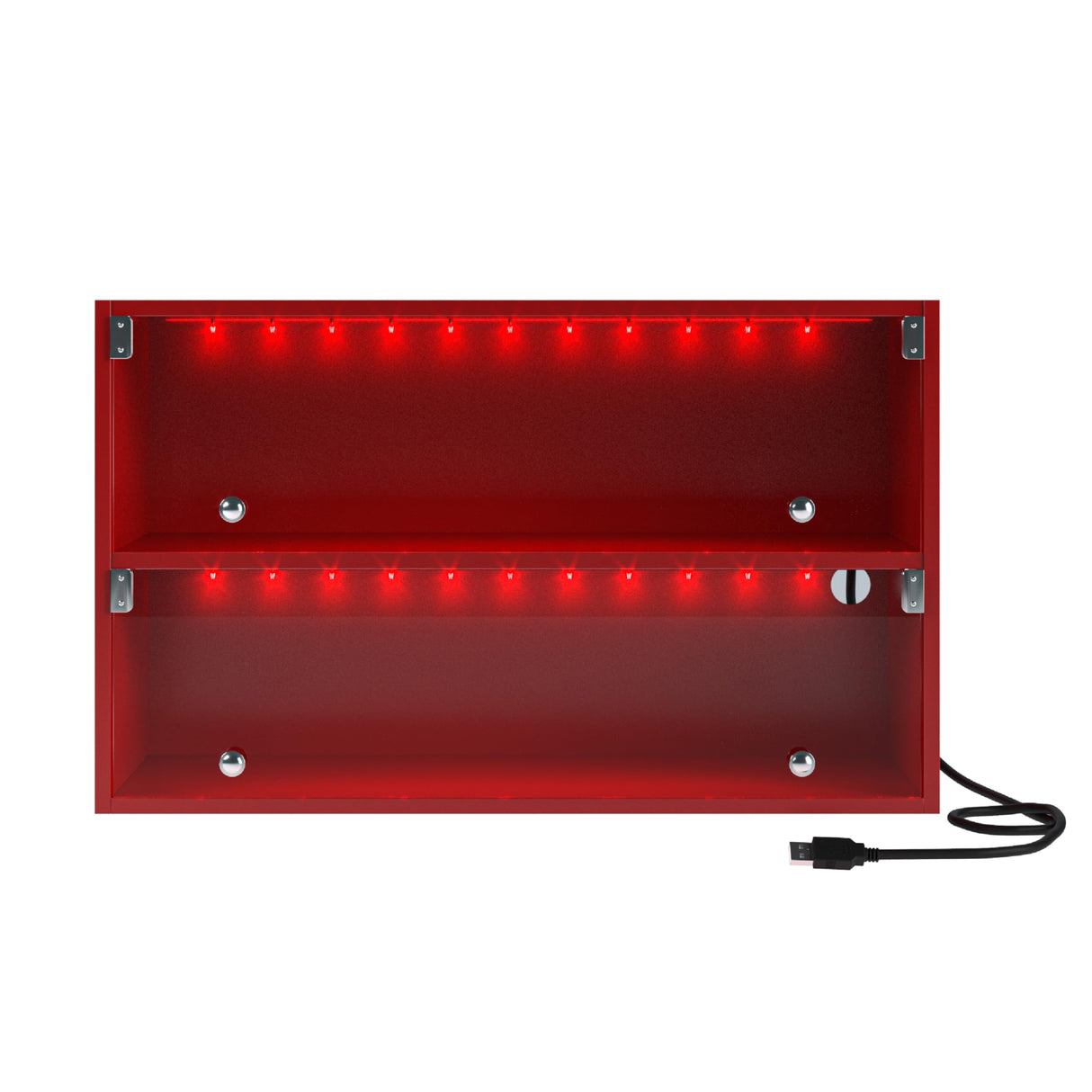 FUQIAOTEC LED Shoe Storage Box, 2-Tier Red Wood Stackable Shoe Box with Clear Door and App Control, Display Sneakers Organizer Box with USB Interface and Music Playback FUQIAOTEC