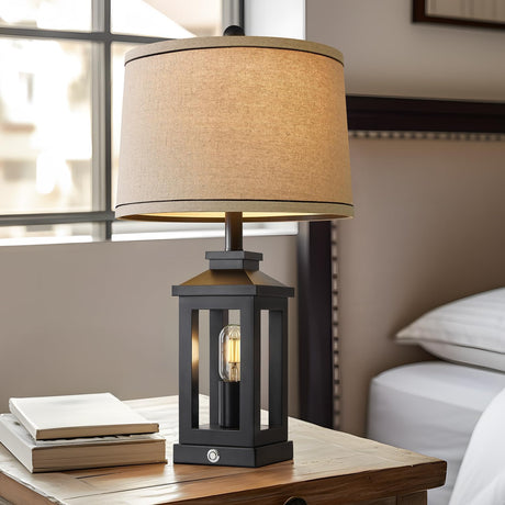 G-SAFAVA 23.75" Retro Farmhouse Black Table Lamp for Living Room Bedroom Nightstand Set of 2 Touch Control Bedside Nightlight Vintage Modern Lamp with USB C+A Ports and 2 Light Sources G-SAFAVA