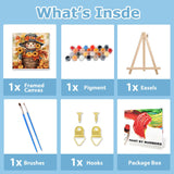 hkejoi Fall Paint by Numbers Kit for Adults Beginner, Fall Paint by Numbers with Frame and Easel, DIY Crafts Painting by Number for Gift Home Wall Decor 9.84x9.84 inch hkejoi