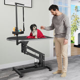YITAHOME 39" Electric Dog Grooming Table, Heavy Duty Pet Grooming Table for Dogs at Home, Adjustable Overhead Arm & Tool Organizer Small to Medium Dog Grooming Station, Black YITAHOME