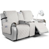 VANSOFY Loveseat Recliner Cover with Console 100% Waterproof Sofa Slipcovers Non-Slip Reclining Couch Cover Split Sofa Covers Furniture Protector for Pets, Dogs(Off White) VANSOFY