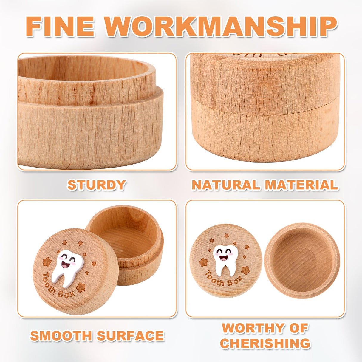 3D Carved Fairy Box, Wood Tooth Storage Box for Lost Teeth Container Cute Tooth Holder for Boys Girls Kids Birthday (Boys) PEUTIER