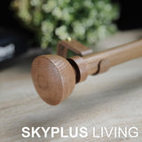 SKYPLUS LIVING Faux Wood Style Curtain Rod Set with Wood Grain Round Finial, 72-144 inch, Standard Single Drapery Rod for 1 Pack, 1 inch diameter, Adjustable Length SKYPLUS LIVING