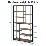 Tribesigns 79-Inch Tall Staggered 8-Tier Bookshelf in Black & Rustic Finish Tribesigns