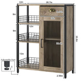 X-cosrack 3-Tier Adjustable Grey Coffee Bar Table with Fabric Drawer for Kitchen and Dining X-cosrack