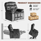 EONIX Large Lay Flat Power Lift Recliner Chair for Elderly with Heat and Massage, 400lbs Dual Motor Electirc Lift Chair with Extended Footrest, SLRY007062, Black EONIX
