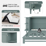 SIYSNKSI Farmhouse Style Queen Size Murphy Bed, Solid Pine Murphy Chest Cube Cabinet Bed with 2 Open Shelves for Home Office or Small Room (Venus Teal-Queen) SIYSNKSI