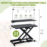 GarveeLife 50" Hydraulic Electric Dog Grooming Table,Heavy Duty X-Type Electric Lift Large Pet Grooming Table w/Aluminum Dog Grooming Arm,Anti Slip Tabletop,Tool Organizer/Dog Grooming Station GarveeLife