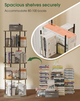 HOVANESTY Rotating Bookshelf, Spinning Bookshelf, 4 Tier 360 Display Freestanding Wood Rotating Bookcase for Kids Room, Living Room, Office, Bedroom, Study Room HOVANESTY