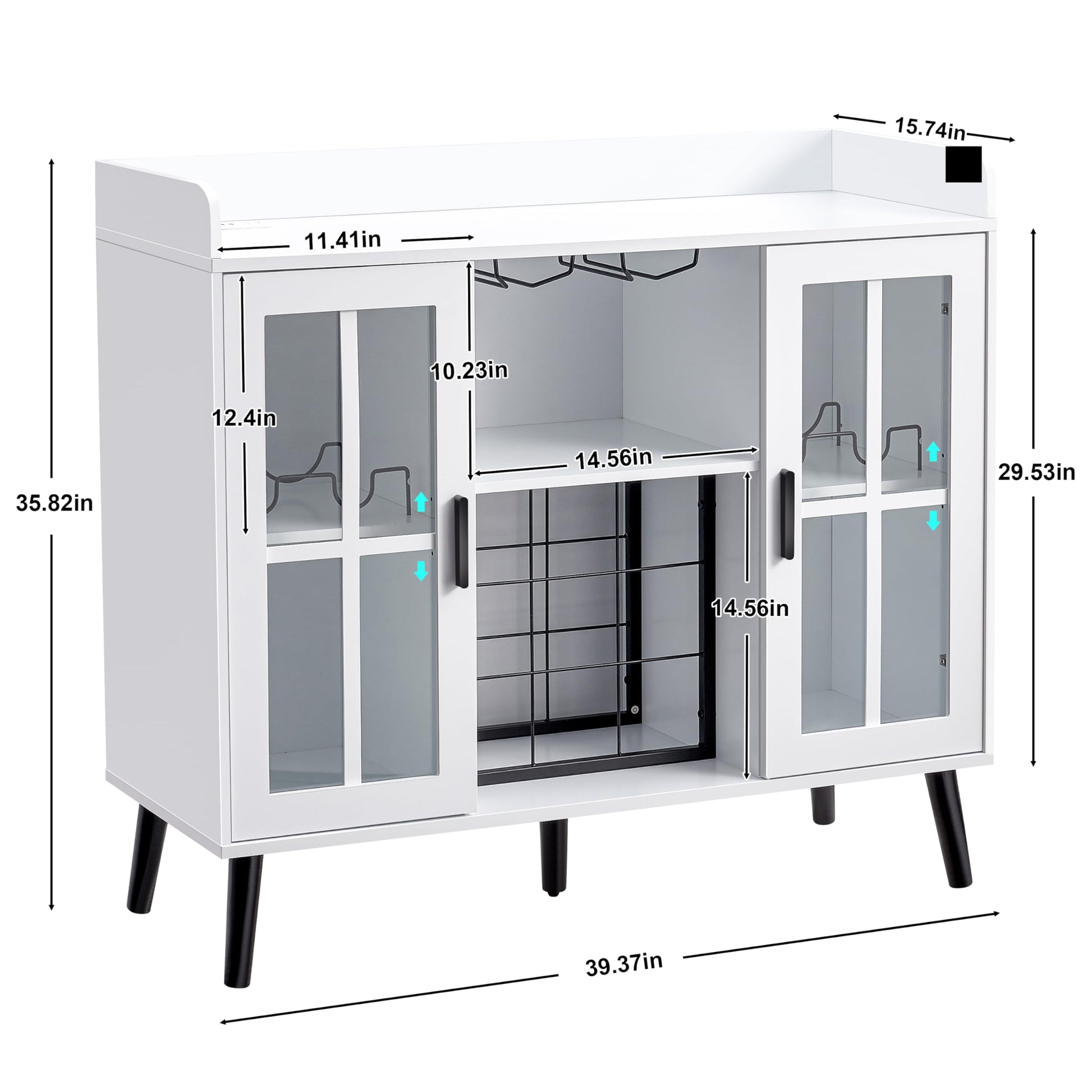 VECHOLL Wine Bar Cabinet with Led Lights and Power Outlets, Coffee Bar Cabinets for Home, Buffet Cabinet with Storage Freestanding Liquor Cabinet for Living Room, Dining Room,White - WoodArtSupply