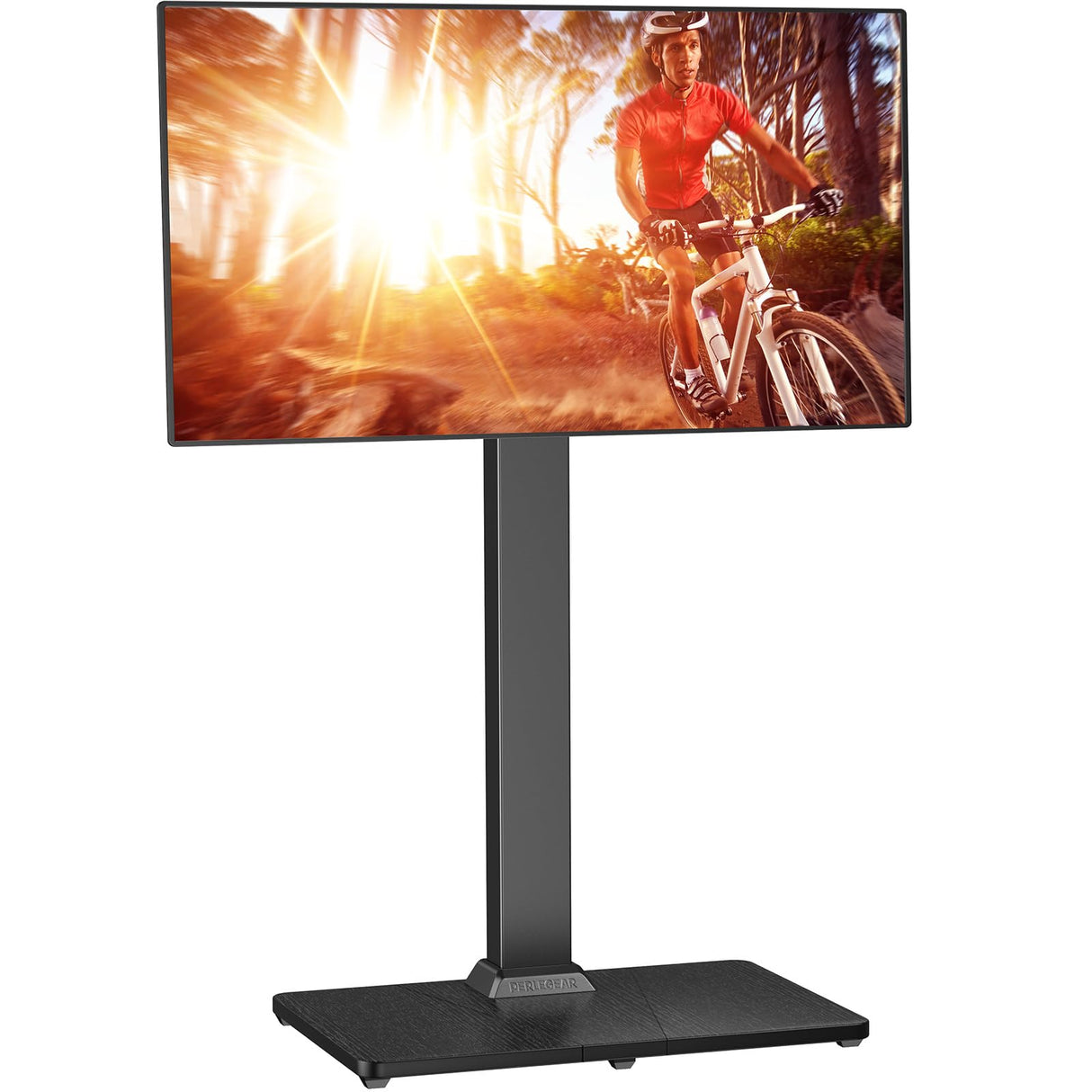 Perlegear Floor TV Stand with Mount for 32-70 inch TVs up to 88lbs, Floor Standing TV Stand with 9 Height Adjustment, Swivel TV Stand for Living Room with Wood Base, Max VESA 400x400mm, PGFS09 Perlegear