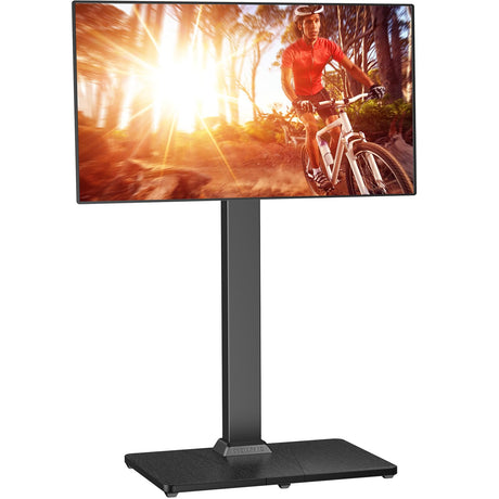 Perlegear Floor TV Stand with Mount for 32-70 inch TVs up to 88lbs, Floor Standing TV Stand with 9 Height Adjustment, Swivel TV Stand for Living Room with Wood Base, Max VESA 400x400mm, PGFS09 Perlegear