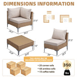 JOYURE 9 Piece Wicker Patio Furniture Set,Outdoor Conversation Sectional Sofa w/Coffee Table,All-Weather Outdoor Sofa with Thick and Anti-Slip Cushions for Deck,Poolside,Garden,Beige JOYURE