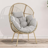 Egg Chair Outdoor Basket Chairs - Wicker Patio Cuddle Chair with Cushions Rattan Tear Drop Egg Chair for Indoor Bedroom Outside Porch Deck Backyard Garden(Yellow/Beige) Pugire