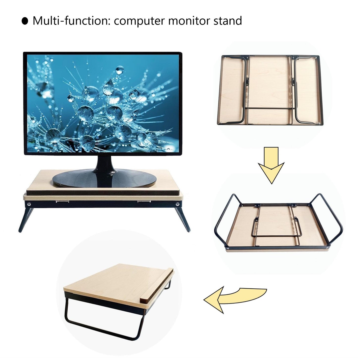 SREGGSIY Foldable Wooden Laptop Stand for Desk,Compatible with 10 to14 Inches Notebook Computer,Also Be Used to Computer Monitor Riser Stand. - WoodArtSupply