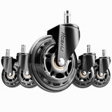 Office Rubber Chair Casters Replacement, 3 Inch Heavy-Duty Computer Gaming Desk Caster Wheels Smooth & Safe Rolling for All Floors Including Hardwood and Carpet, Set of 5 HOSALI
