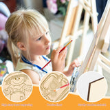 COCHIE 10PCS Large Thanksgiving Unfinished Wood Crafts to Paint for Adults Kids, Bulk Predrilled Wooden Ornaments for Painting, Pumpkin Scarecrow Paintable Wood Slices Craft Supplies with Ropes COCHIE