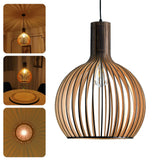 YNDD Wood Pendant Light, E26 Base Hanging Lamp Indoor, Natural Wooden Hand Made Chandelier, Boho Height Adjustable Dining Table Hanging Lamp for Hotel Bar Café Kitchen Island Hallway Entryway YNDD