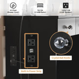 VOWNER Vanity with Lighted Mirror - 47" Makeup Vanity Desk with 7 Drawers, 3 Storage Shelves and Outlet, 3 Color Lighting Modes with Adjustable Brightness, Makeup Desk with Stool for Bedroom,Black VOWNER