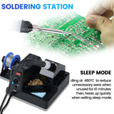 SREMTCH 100W Digital Display Soldering Iron Station Kit, 12-in-1 Soldering Station with 5 Iron Tips, Solder Paster, Lead-Free Solder, Solder Sucker, S/S Tweezers, Auto Sleep 180°C to 480°C Temperature SREMTCH