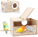 TiereCare Parakeet Nesting Box - Visual Wooden Bird Nest Breeding Box - Bird Cage House with Perch for Lovebirds Cockatiel Budgie Finch Parrot Tierecare