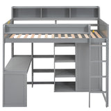 XD Designs Grey Twin Size Loft Bed with Integrated Desk, Wardrobe, and Storage Shelves XD Designs