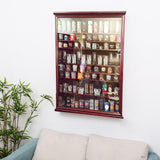 144 Shot Glass Display Case - Large Wall-Mounted Shadow Box with UV Protection, Perfect for Home Decor | Wall-Mounted Cabinet Curio Shadow Box for Action Figures Small Figurines Rack Lockable Door ARRAWIS