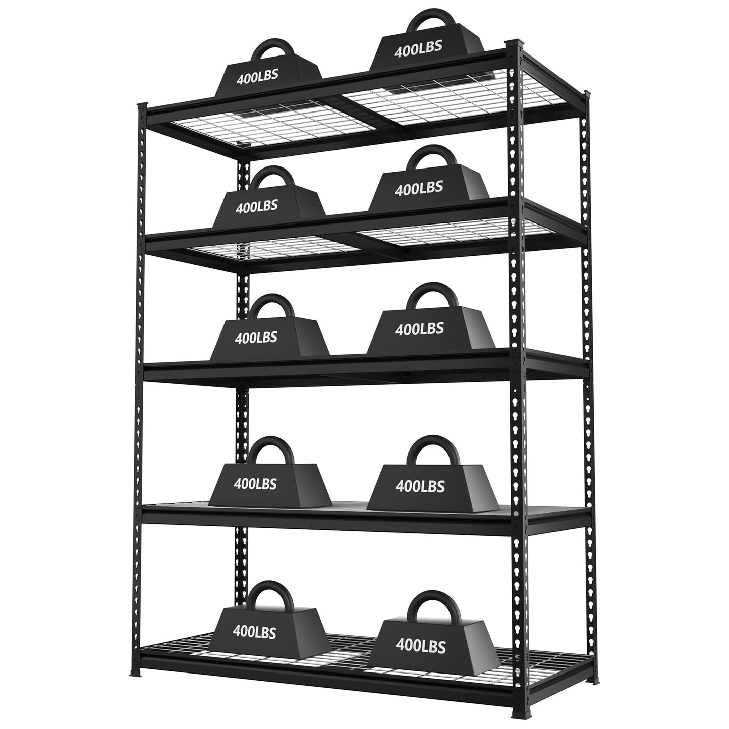 WORKPRO 5-Tier Metal Shelving Unit, 48”W x 24”D x 72”H, Heavy Duty Adjustable Storage Rack, 4000 lbs Load Capacity (Total), for Garage, Basement, Warehouse, 2 Pack