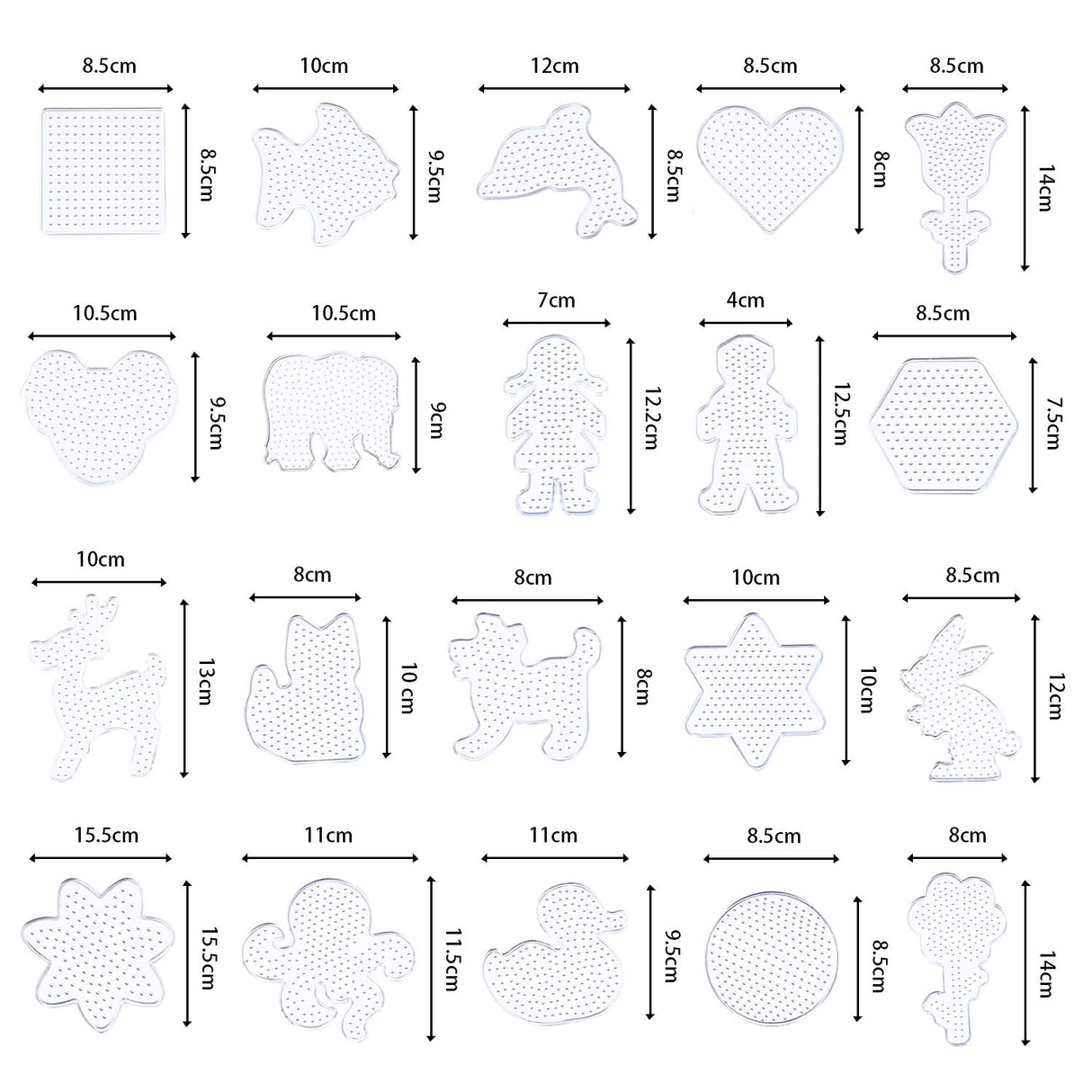 20 Pieces 5mm Fuse Beads Pegboards Clear Animal Shape Plastic Pegboards Craft Tray with 20 Pieces Colorful Cards for Kids DIY Craft Beads AUGSUN