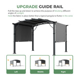 LUXIJOY 10 x10 Arched Outdoor Pergola Patio Metal Pergola for Deck, Outdoor Retractable Pergola with Canopy and Hardware, Small Aluminum Pergola with Canopy Fixed in Various Positions (Grey) LUXIJOY