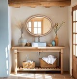 sawsile 24x30'' Rustic Oval Wood Mirror,Decorative Farmhouse Oval Mirrors,Vanity Nature Mirrors for Bedroom, Bathroom, Living Room,or Entryway sawsile