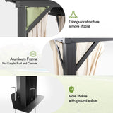 COASTSHADE 12x16 Patio Hardtop Gazebo, Outdoor Gazebo with Spliced Structure for Easy Assembly,Galvanized Steel Metal Double Roof Aluminum Permanent Frame with Netting and Curtains for Backyard Garden CoastShade